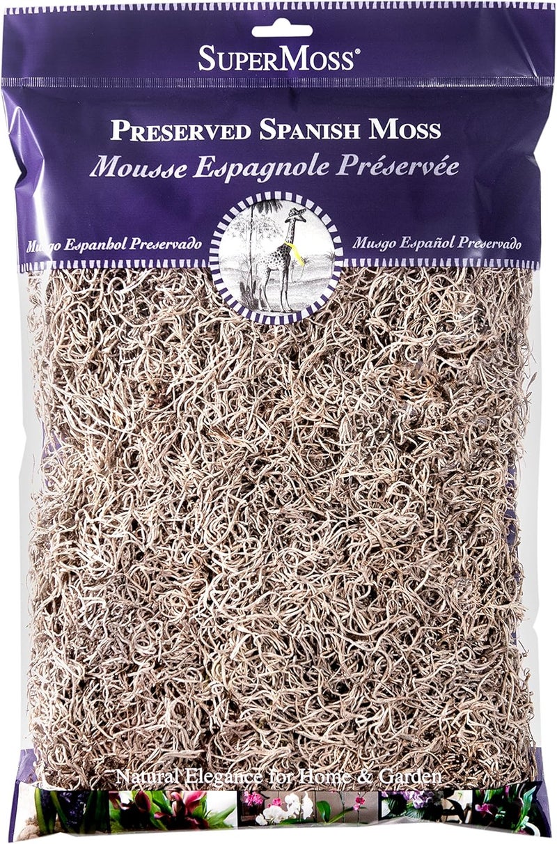 Super Moss Preserved Spanish Moss - Natural 8oz (200 c) for Floral Arrangements and Gardening - Image 1